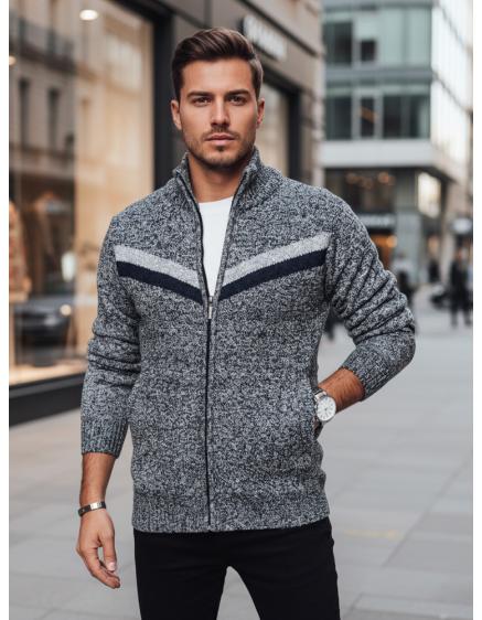 Férfi világosszürke pulóver cipzárral