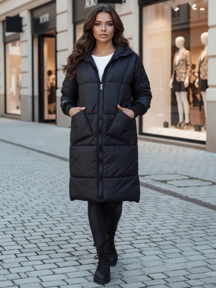 Női oversized steppelt kabát NADIA, fekete – fotografie produktu 2