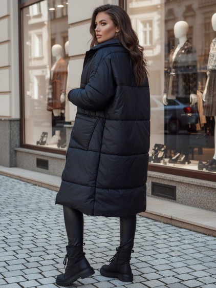 Női oversized steppelt kabát NADIA, fekete – fotografie produktu 3