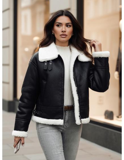 Dámska bunda z umelej kože s kožušinou FURBLAZE TY4730z