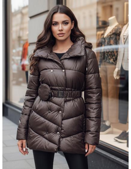 Dámska zimná prešívaná bunda s kapucňou BLOOM mocha