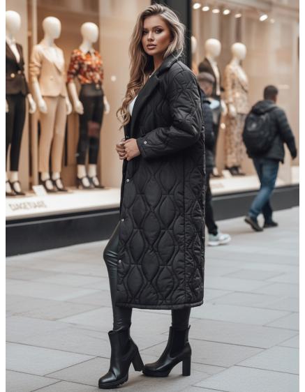 Dámska prešívaná dlhá bunda TRENDIFY čierna