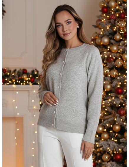 Dámský svetr se zapínáním, SELINA, šedý