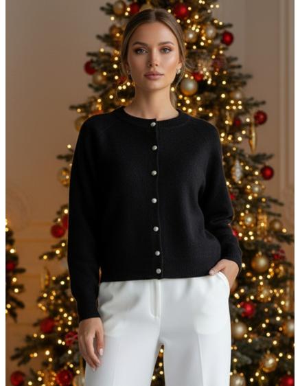 Dámský svetr se zapínáním, SELINA, černý