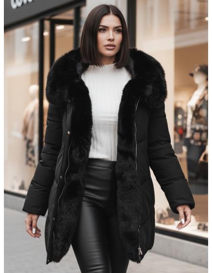 Dámská zimní bunda MORISIO dlouhá prošívaná s kapucí černá