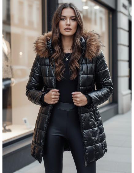 Dámská zimní prošívaná bunda WINTERZIP s kapucí černá
