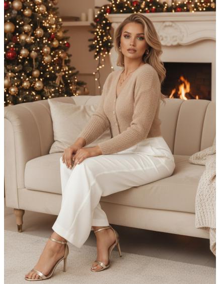 Női pulóver gombokkal, LILY, kamel MY2041z