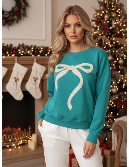 Dámská mikina one size oversize SOFTTIE tyrkysová