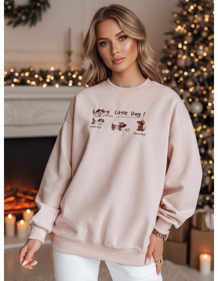 Dámská mikina oversize s jezevčíky JAMNIKOVE růžová