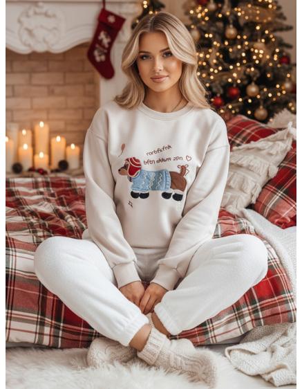 Dámská mikina oversize s výšivkou DOGSWEETY cappuccino