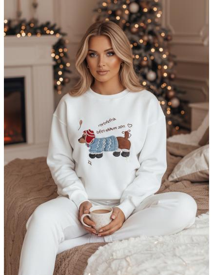 Dámská mikina oversize s výšivkou DOGSWEETY bílá