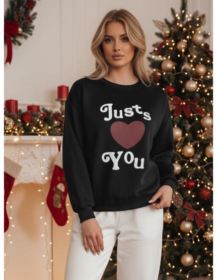 Dámská oversize mikina s potiskem JUST LOVE YOU černá