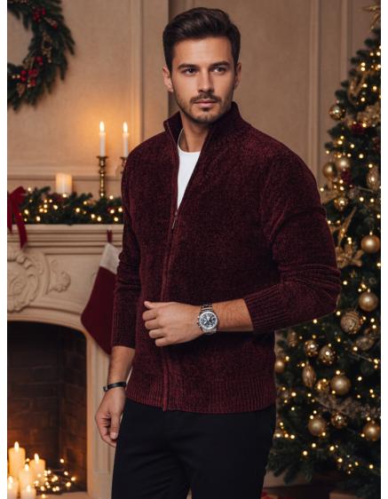 Férfi bordó pulóver cipzárral