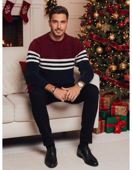 Pánský svetr pruhovaný tmavě modrý