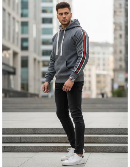 Pánská mikina s kapucí šedá