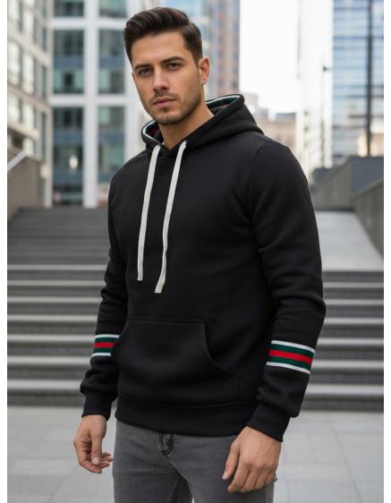 Pánska čierna mikina s kapucňou