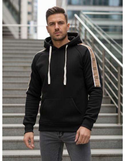 Pánska čierna mikina s kapucňou