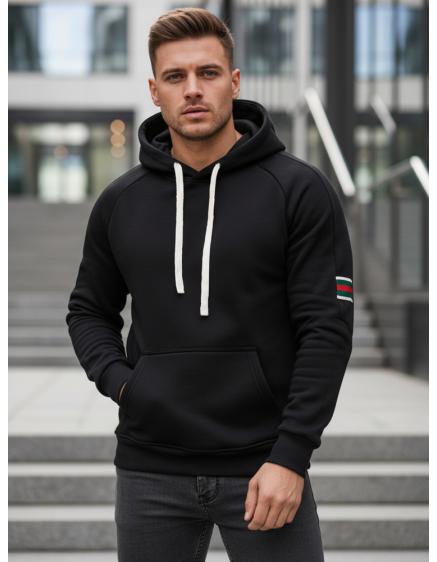 Pánska čierna mikina s kapucňou