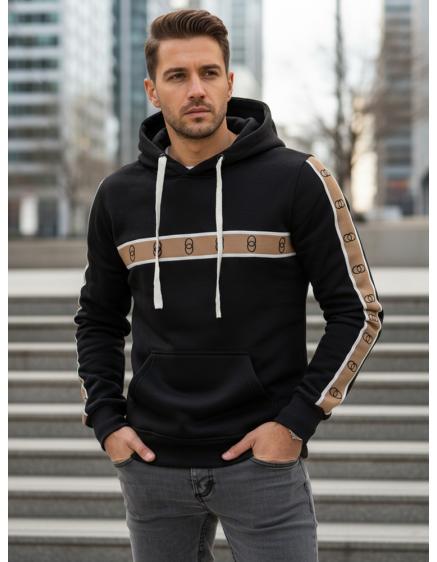 Pánska čierna mikina s kapucňou