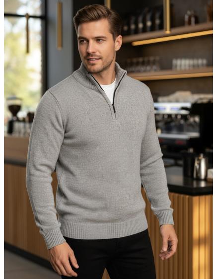 Pánský svetr s rolákem světle šedý