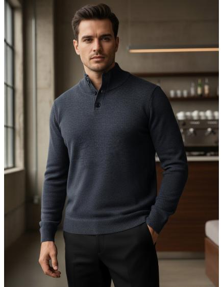 Pánský svetr s rolákem tmavě modrý