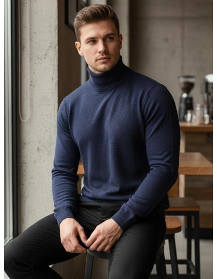 Férfi pulóver sötétkék színben