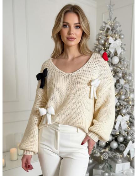 Női pulóver, egy méretben, PUREBOW, bézs