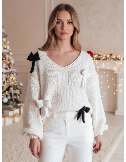 Női pulóver, egy méretben, PUREBOW, ecru