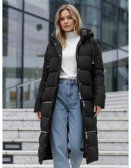 Dámská zimní bunda dlouhá černá