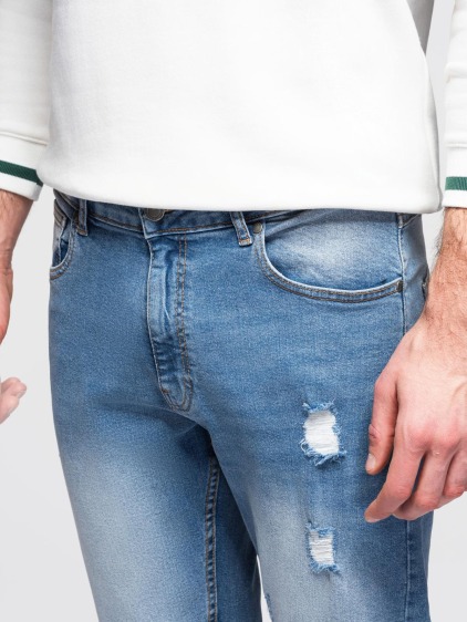 Pánské regular fit džíny s obnošeným efektem a klasickým zapínáním, modrá – fotografie produktu 2