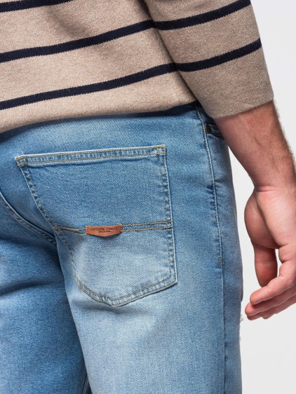 Pánské carrot fit džíny s obnošeným efektem a zúženými nohavicemi, modrá – fotografie produktu 6