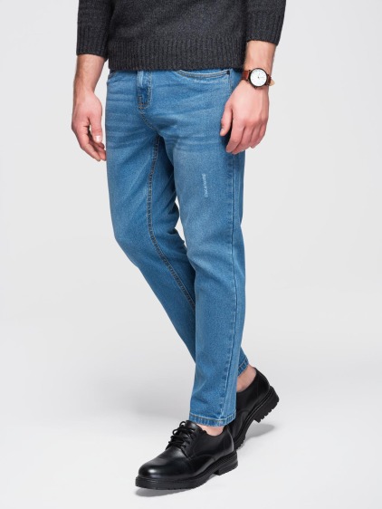 Férfi regular fit farmernadrág koptatott hatással és klasszikus zsebekkel, kék – fotografie produktu 4