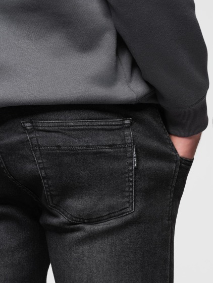 Férfi farmer jogger nadrág rugalmas derékkal és koptatott hatással, fekete – fotografie produktu 6
