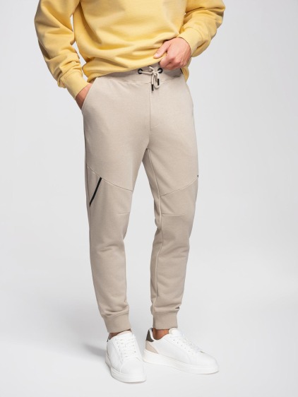 Pánské regular fit jogger tepláky s pružnými manžetami, béžové