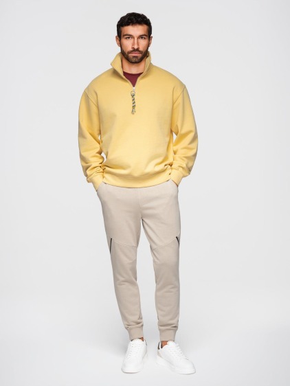 Pánské regular fit jogger tepláky s pružnými manžetami, béžové – fotografie produktu 4