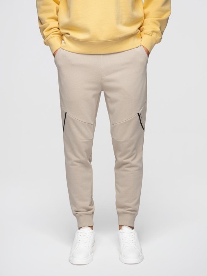 Pánské regular fit jogger tepláky s pružnými manžetami, béžové – fotografie produktu 5
