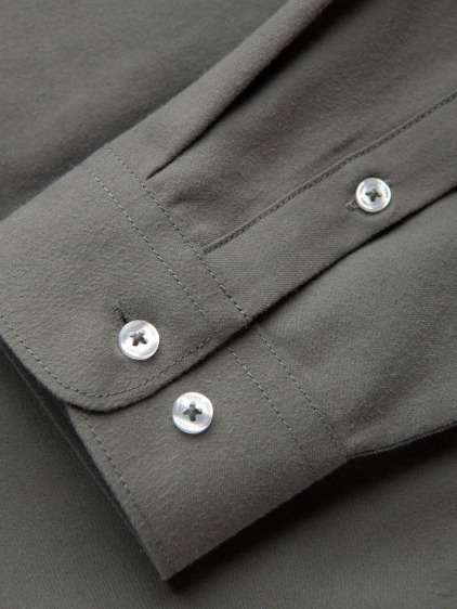 Pánska regular fit košeľa s dlhým rukávom a náprsným vreckom, khaki – fotografie produktu 7