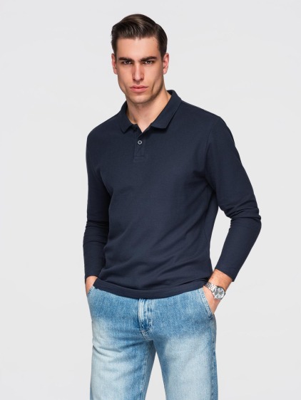 Pánská regular fit polokošile s dlouhým rukávem, námořnická modrá