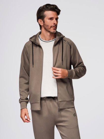 Pánská sportovní souprava s mikinou na zip a kapucí, šedá – fotografie produktu 6