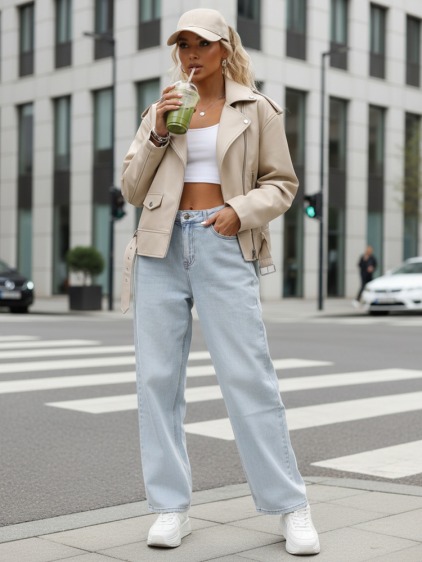 Dámské wide leg džíny s vysokým pasem, světle modrá – fotografie produktu 2