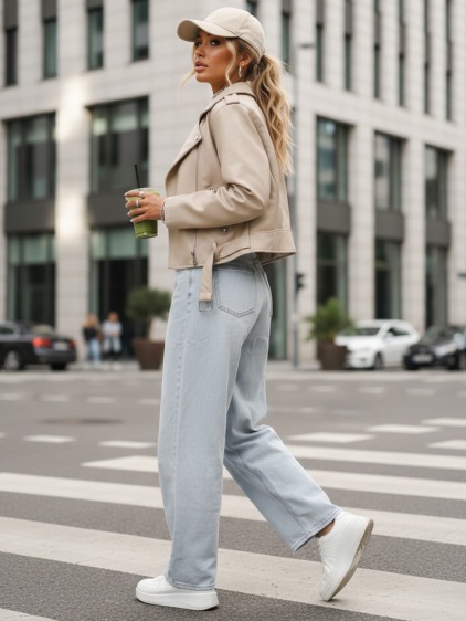 Dámské wide leg džíny s vysokým pasem, světle modrá – fotografie produktu 4