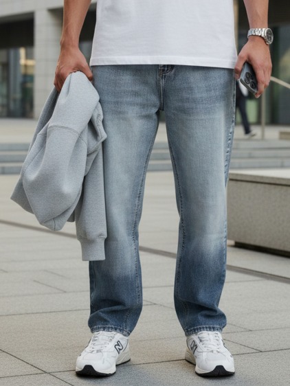 Pánské volné baggy džíny, světle modrá
