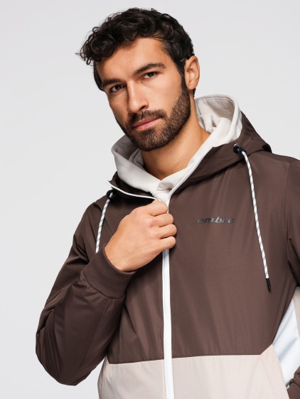Pánská přechodová bunda regular fit s kapucí a zipem, vícebarevná – fotografie produktu 2