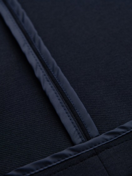 Pánské slim fit pletené sako se třemi předními kapsami a jemnou strukturou, námořnické modré – fotografie produktu 14