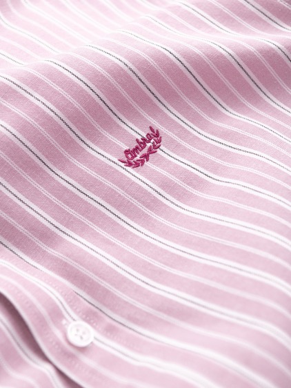 Pánská celoroční regular fit pruhovaná košile s dlouhým rukávem a button-down límečkem, růžová – fotografie produktu 7