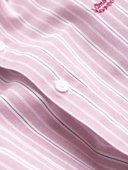 Pánská celoroční regular fit pruhovaná košile s dlouhým rukávem a button-down límečkem, růžová – fotografie produktu 8