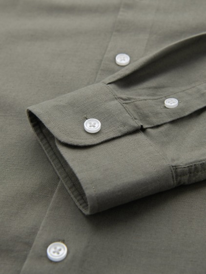 Pánská jarní a letní regular fit košile s dlouhým rukávem a náprsní kapsou, khaki – fotografie produktu 9