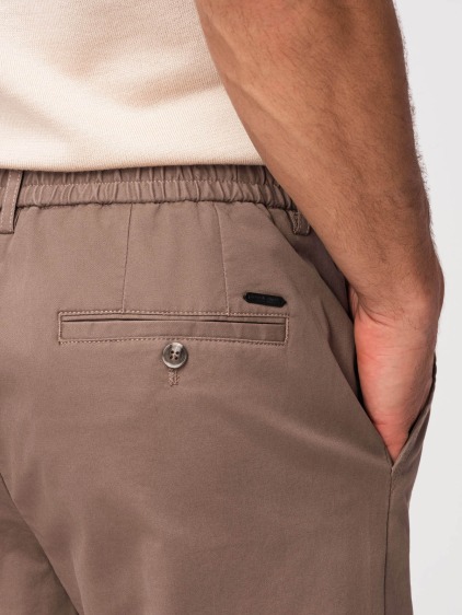 Pánské celoroční regular fit chino kalhoty se zapínáním na zip a knoflík, hnědé – fotografie produktu 5