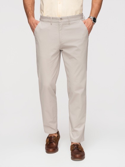 Pánské celoroční regular fit chino kalhoty se zapínáním na zip a knoflík, béžové