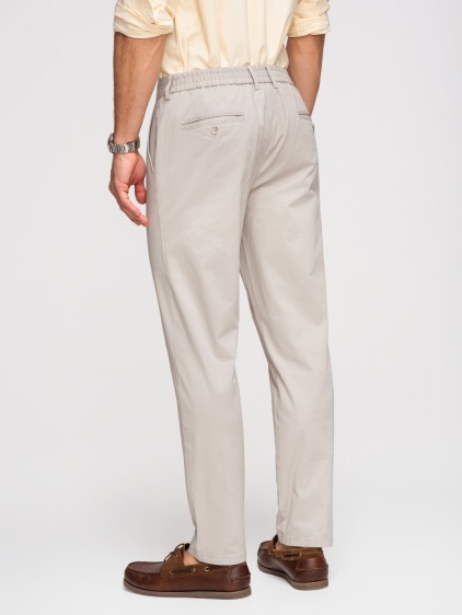 Pánské celoroční regular fit chino kalhoty se zapínáním na zip a knoflík, béžové – fotografie produktu 3